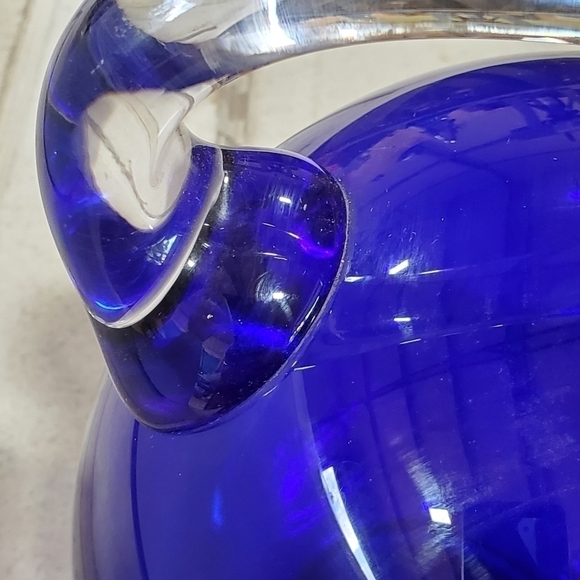 Vintage Cambridge Glass USA Cobalt Blue Handblown Large Ball Jug pitcher - Picture 14 of 14